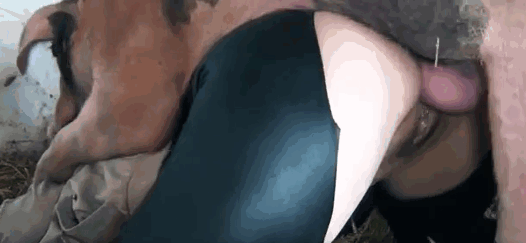 穿着破裤子的丰满黑发美女正在和狗做爱 海报