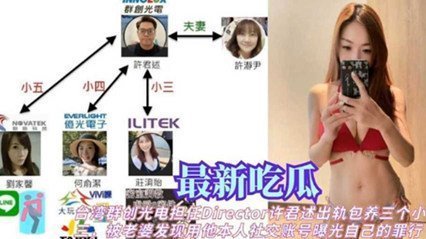 网爆吃瓜 台湾群创光电许君述出轨包养三个小三 被老婆发现被曝光 海报